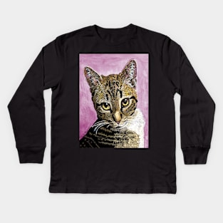 Intense kitten with smolder Kids Long Sleeve T-Shirt